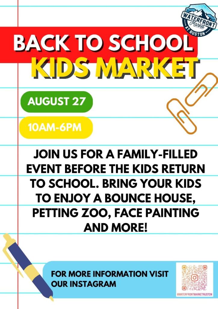 Back to School Kids Market - August 27th - lots of kids activities in Tacoma